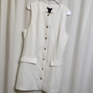 White Sleeveless Button-Front Mini Dress